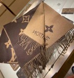 5A Women's Winter Double-Sided Jacquard Logo Tassel Scarf Brown