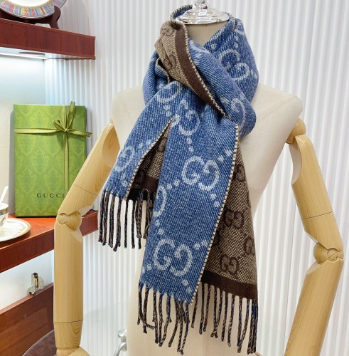 5A Unisex GG Winter Tassel Scarf Blue