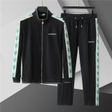 5A Men Breathable Cotton Sports Set Stand Collar Jacket Pant Suit