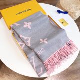 5A Women's Winter Jacquard Logo Tassel Scarf Grey