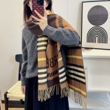 5A Women's Winter Tassel Plaid Scarf Brown