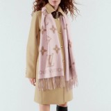 5A Women's Winter Double-Sided Jacquard Logo Tassel Scarf Pink