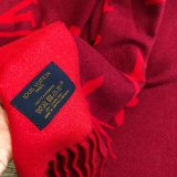 5A Women's Winter Jacquard Logo Tassel Scarf Red