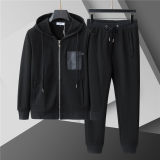5A Men Breathable Cotton Sports Set Hooded Jacket Pant Suit