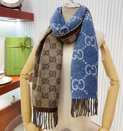 5A Unisex GG Winter Tassel Scarf Blue