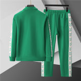 5A Men Breathable Cotton Sports Set Lapel Jacket Pant Suit