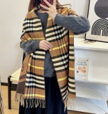 5A Women's Winter Tassel Plaid Scarf Brown