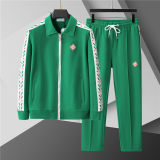 5A Men Breathable Cotton Sports Set Lapel Jacket Pant Suit