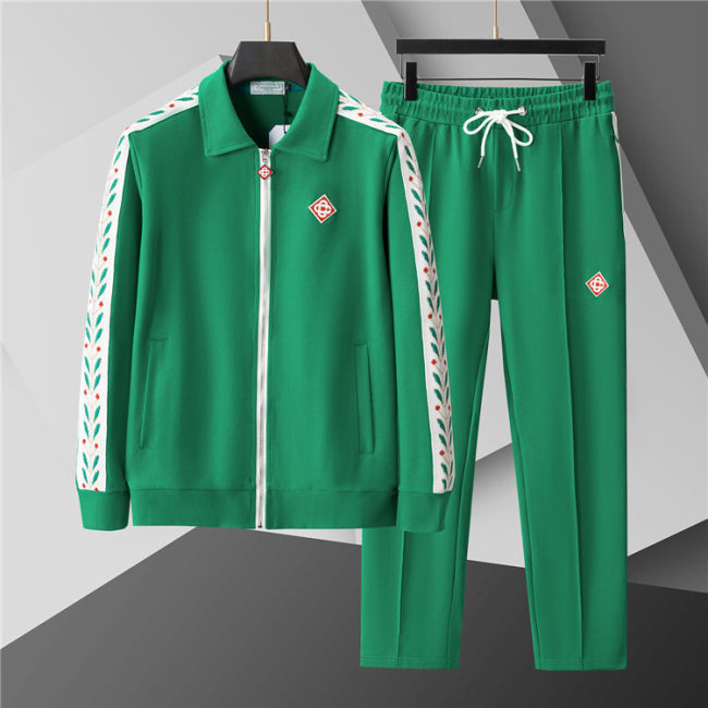 5A Men Breathable Cotton Sports Set Lapel Jacket Pant Suit