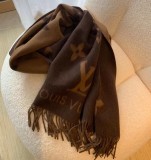 5A Women's Winter Double-Sided Jacquard Logo Tassel Scarf Brown