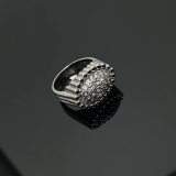 5A Steel Electroplated Rose Gold Beaded Ring With Full Diamond Trim
