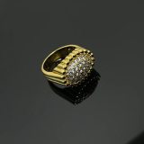 5A Steel Electroplated Rose Gold Beaded Ring With Full Diamond Trim