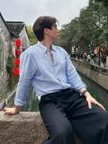 5A Men's Linen Long Sleeve Button-down Shirt 2222