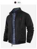 5A Unisex Bedford Twill Zip-Up Jacket – Classic Stand Collar, Red Pony Logo, Vintage Style