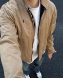 5A Unisex Bedford Twill Zip-Up Jacket – Classic Stand Collar, Red Pony Logo, Vintage Style