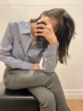 5A Unisex Fit Striped Stretch Poplin Classic Long-Sleeve Shirt 2214