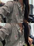 5A Unisex Fit Striped Stretch Poplin Classic Long-Sleeve Shirt 2214