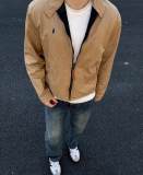 5A Unisex Bedford Twill Zip-Up Jacket – Classic Stand Collar, Red Pony Logo, Vintage Style