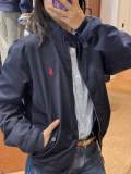 5A Unisex Bedford Twill Zip-Up Jacket – Classic Stand Collar, Red Pony Logo, Vintage Style