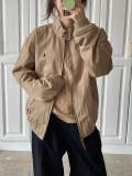 5A Unisex Bedford Twill Zip-Up Jacket – Classic Stand Collar, Red Pony Logo, Vintage Style
