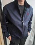 5A Unisex Bedford Twill Zip-Up Jacket – Classic Stand Collar, Red Pony Logo, Vintage Style