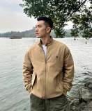 5A Unisex Bedford Twill Zip-Up Jacket – Classic Stand Collar, Red Pony Logo, Vintage Style
