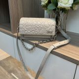 Original Audree Greta Small Leather Embossed Logo Crossbody Bag