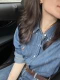 5A Unisex Slim-Fit Classic Button-Down Collar Washed-Denim Shirt 2244