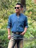 5A Unisex Slim-Fit Classic Button-Down Collar Washed-Denim Shirt 2244