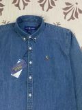 5A Unisex Slim-Fit Classic Button-Down Collar Washed-Denim Shirt 2244