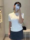 5A Women's Cable-Knit Short-Sleeve Sweater White 2242