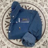 5A Unisex Slim-Fit Classic Button-Down Collar Washed-Denim Shirt 2244