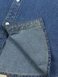 5A Unisex Slim-Fit Classic Button-Down Collar Washed-Denim Shirt 2244
