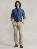 5A Unisex Slim-Fit Classic Button-Down Collar Washed-Denim Shirt 2244