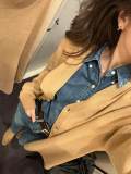 5A Unisex Slim-Fit Classic Button-Down Collar Washed-Denim Shirt 2244