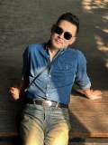 5A Unisex Slim-Fit Classic Button-Down Collar Washed-Denim Shirt 2244