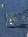 5A Unisex Slim-Fit Classic Button-Down Collar Washed-Denim Shirt 2244