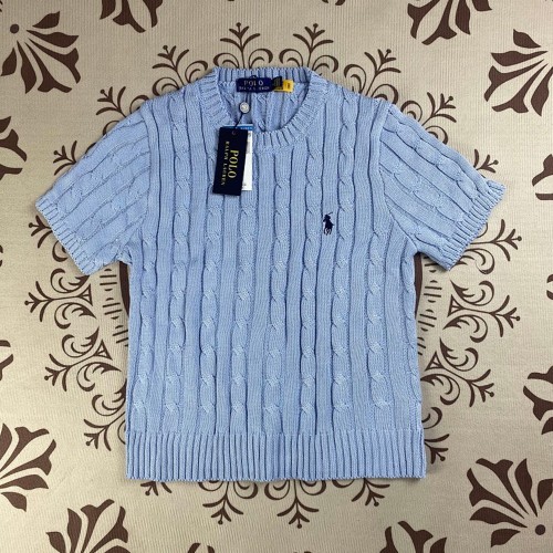 5A Women's Cable-Knit Short-Sleeve Sweater Misty Blue 2242