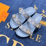 5A Bom Dia Flat Comfort Mule Sandals Blue
