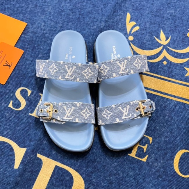 5A Bom Dia Flat Comfort Mule Sandals Blue