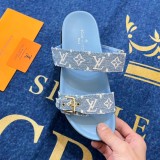 5A Bom Dia Flat Comfort Mule Sandals Blue