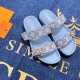 5A Bom Dia Flat Comfort Mule Sandals Blue
