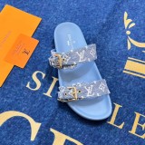 5A Bom Dia Flat Comfort Mule Sandals Blue