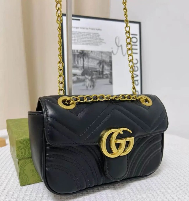 Women's GG Marmont Chain Flap Bag Black