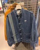 5A New Chinese Style Denim Jacket Washed Unisex Retro Track Jacket