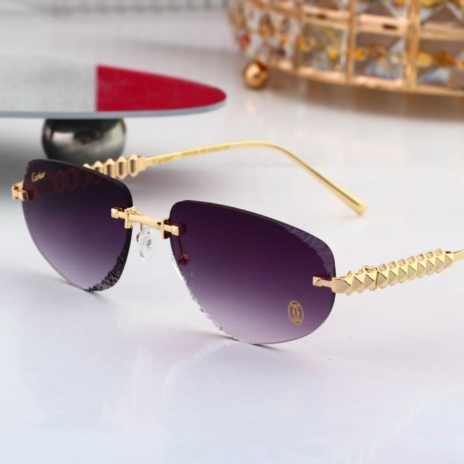 5A Pyramid Stud Rimless Sunglasses Gradient Irregular Cut Lenses 00378