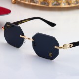 5A Octagonal Rimless Sunglasses Black & Gold Contrast 6579