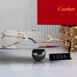 5A Signature C-Decor Rectangular Rimless Sunglasses Gold Frame 8024