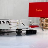 5A Signature C-Decor Rectangular Rimless Sunglasses Gold Frame 8024