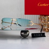 5A Signature C-Decor Rectangular Rimless Sunglasses Gold Frame 8024